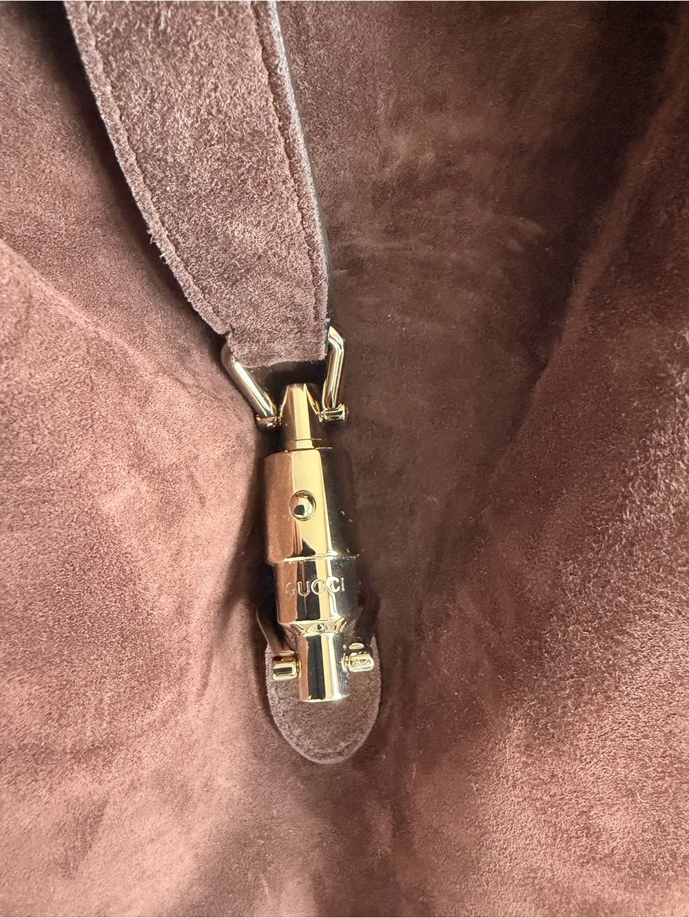 Gucci Jackie Giorno Brown Suede Shoulder Bag with Gold Hardware - Picture 2 of 7